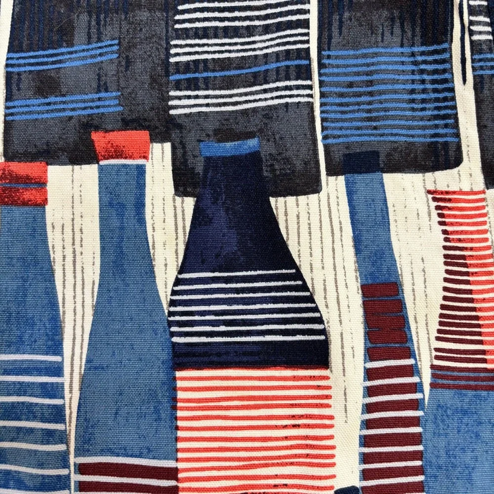 NIC+ZOE Eclectic Art to Wear Navy Wine Bottle Print Pinstripe Pencil Skirt 8 - Picture 3 of 9